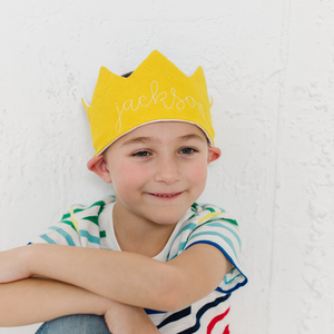 personalized yellow crown on a little boy