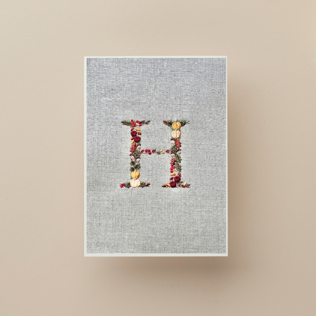 embroidered letter h monogram for wall decor