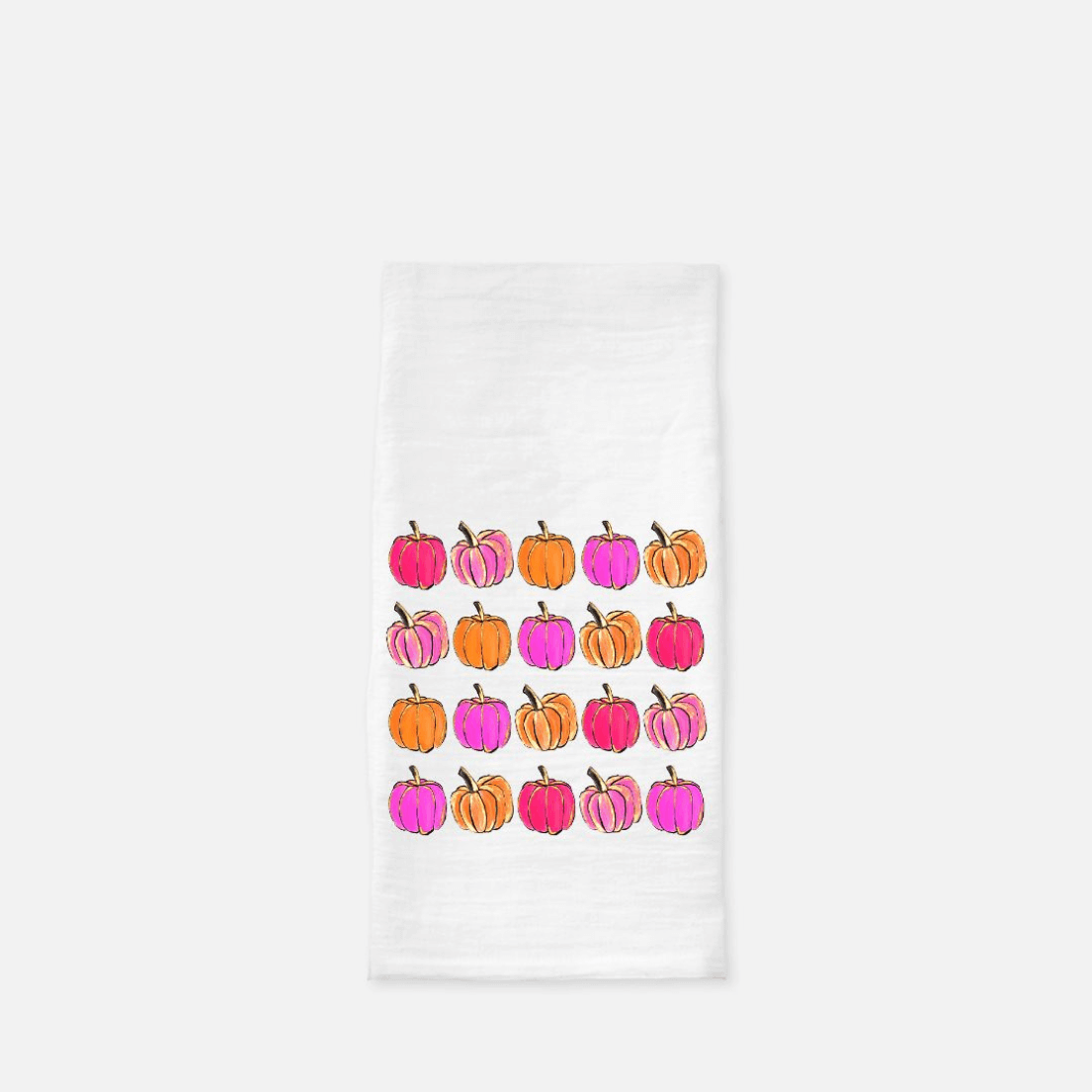 pink and orange pumpkin tea towel