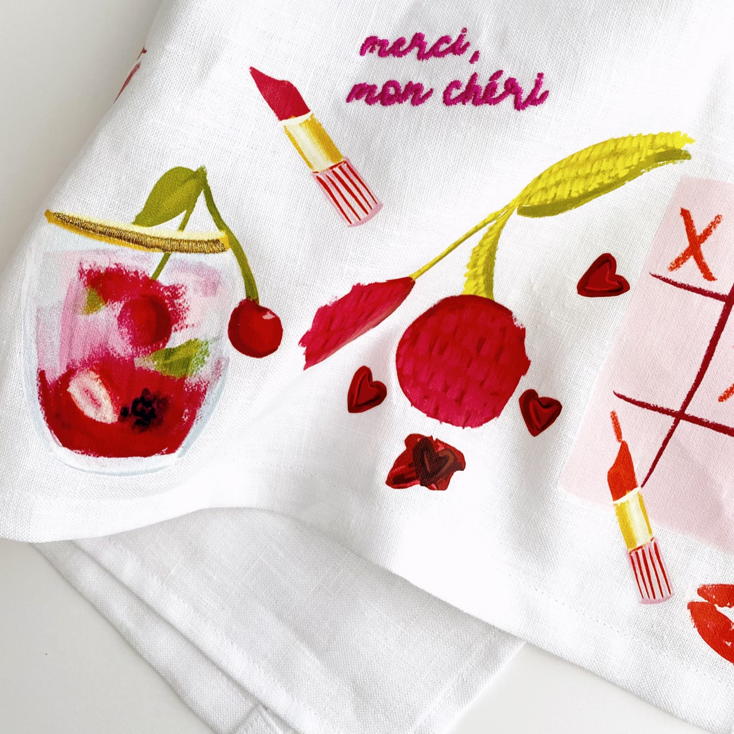 nysha lilly linen tea towel
