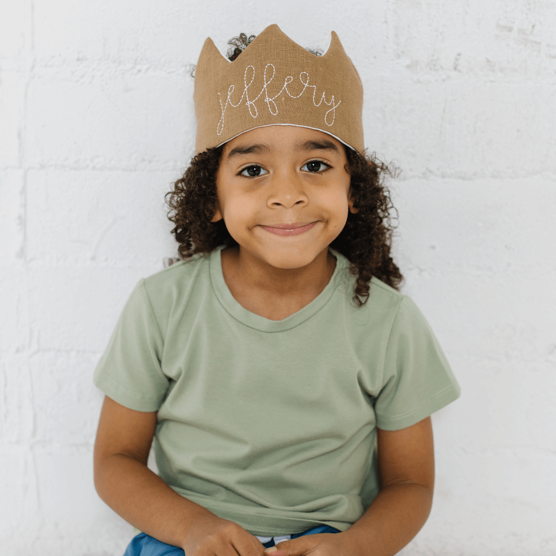 custom handmade brown crown on little boy