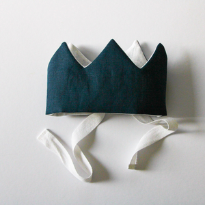 navy blue linen first birthday crown